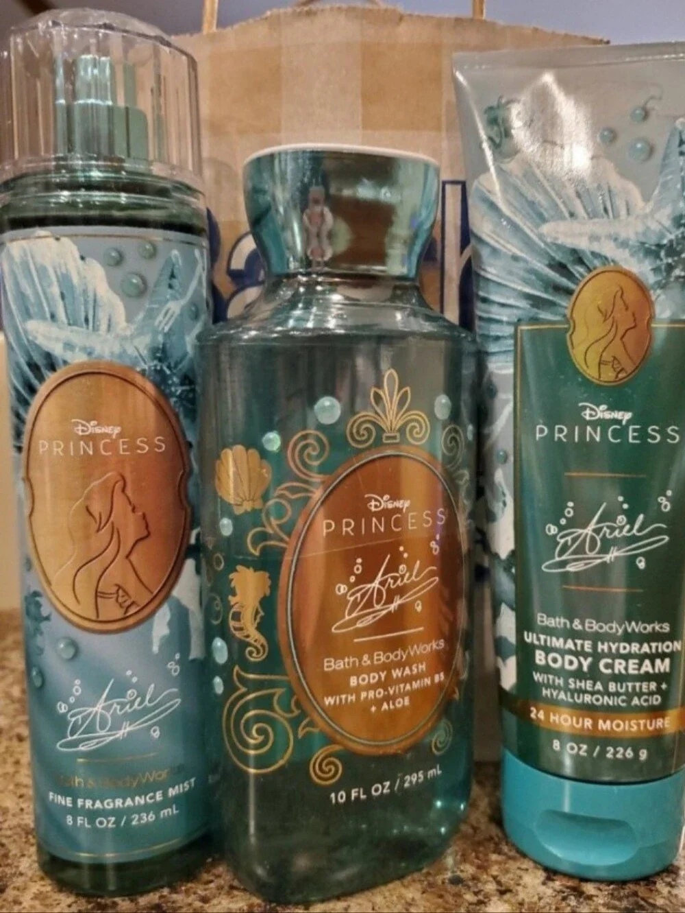Bath & Body Works Disney Princess Ariel Bath & Body Set - Teal and Gold Accents